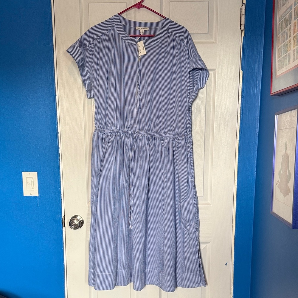 Free Assembly Blue Striped Midi Dress